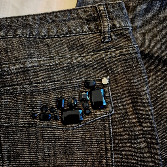 Michael Kors women's size 12 black heather raw edge jeans have stretch, VGUC - Picture 6 of 8